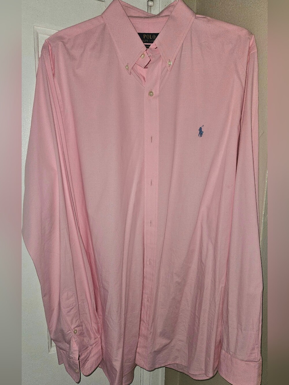 Ralph Lauren Shirt XL Classic Fit Light Pink Button-Down with Blue Pony